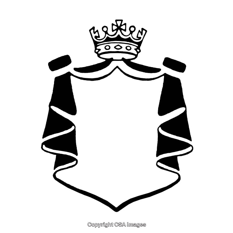 Elegant Black and White Shield Emblem with Crown Topper