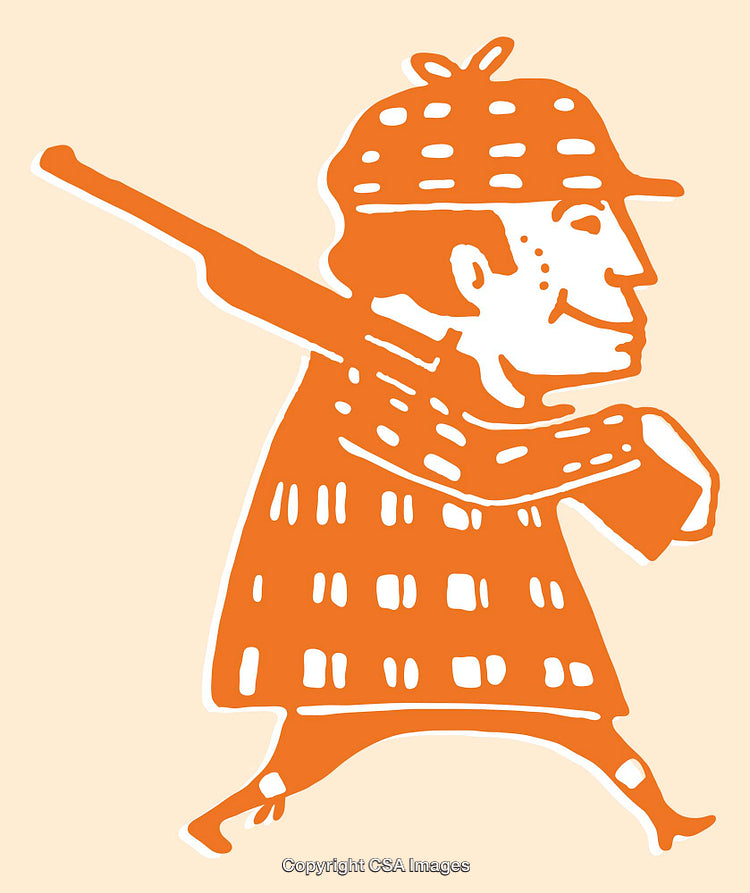 Playful Orange Sketch of Happy Cartoon Character in Cap