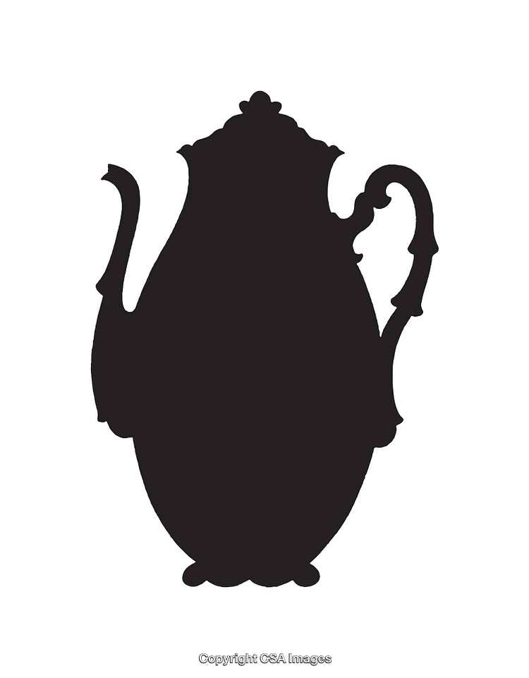 Vintage Teapot Silhouette Illustration on White Background
