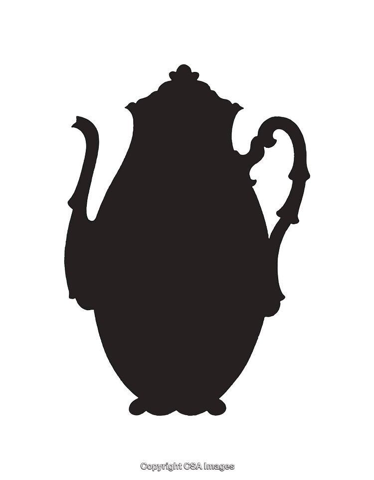 Vintage Teapot Silhouette Illustration on White Background
