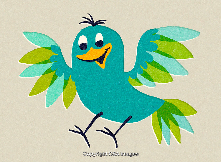 Playful Cartoon Bird with Colorful Feathers and a Cheerful Expression