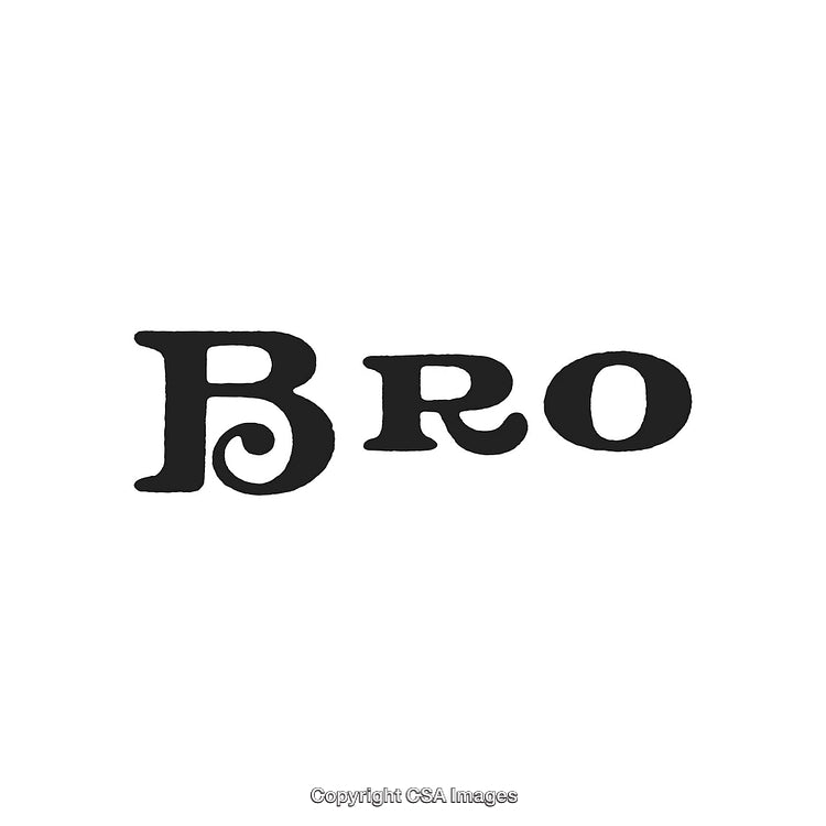 Stylized Black Typography Featuring 'Bro' on White Background