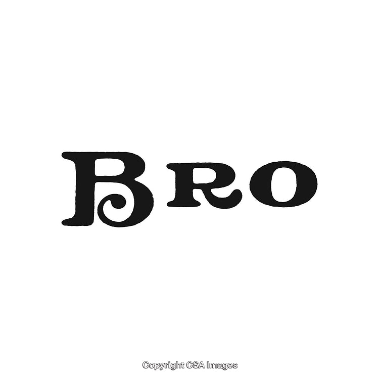 Stylized Black Typography Featuring 'Bro' on White Background