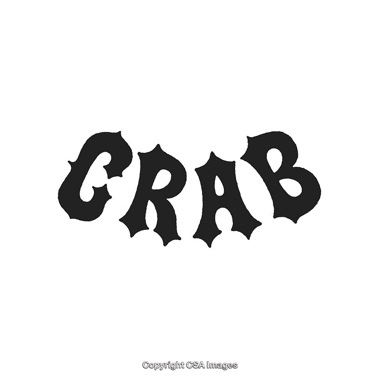 Bold Black Lettering Design Displaying the Word 'Crab' on a White Background