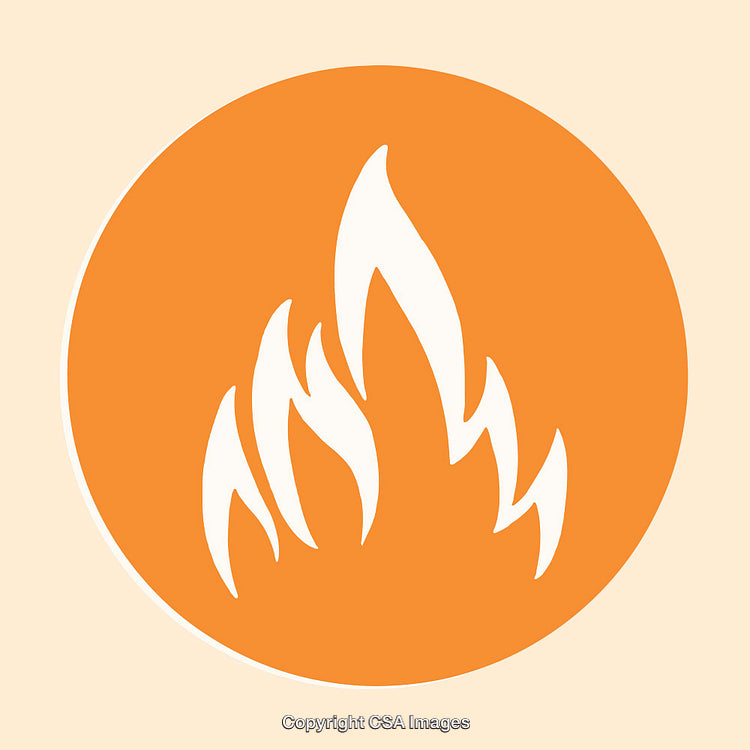 Simple Line Art Illustration of Fire Flame in Orange Circle Design
