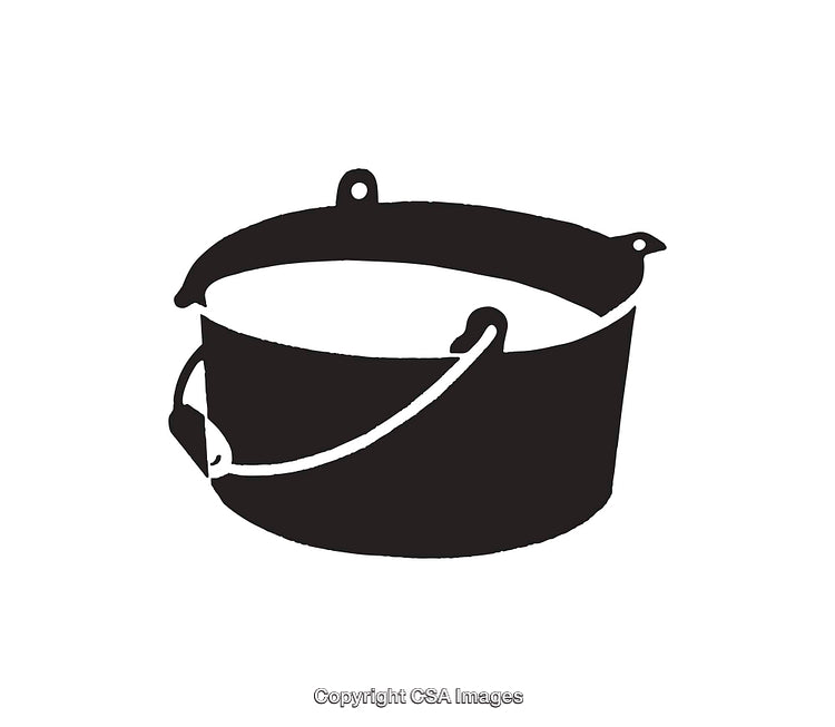 Silhouette of a Cooking Pot with Handles on White Background
