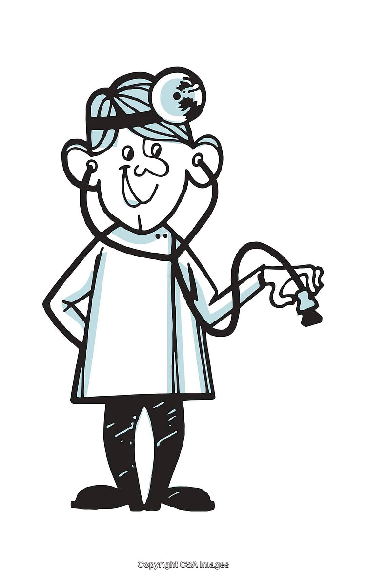 Cartoon Illustration of a Doctor Holding a Stethoscope