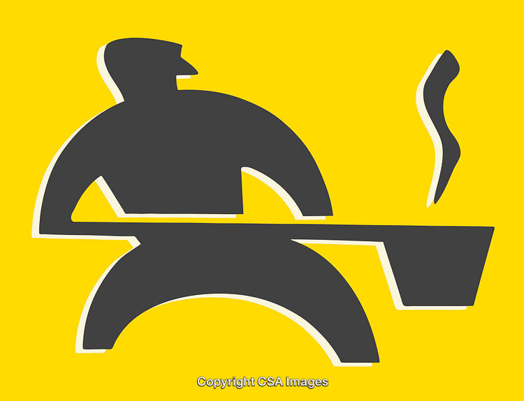 Abstract Blacksmith Figure on a Vibrant Yellow Background