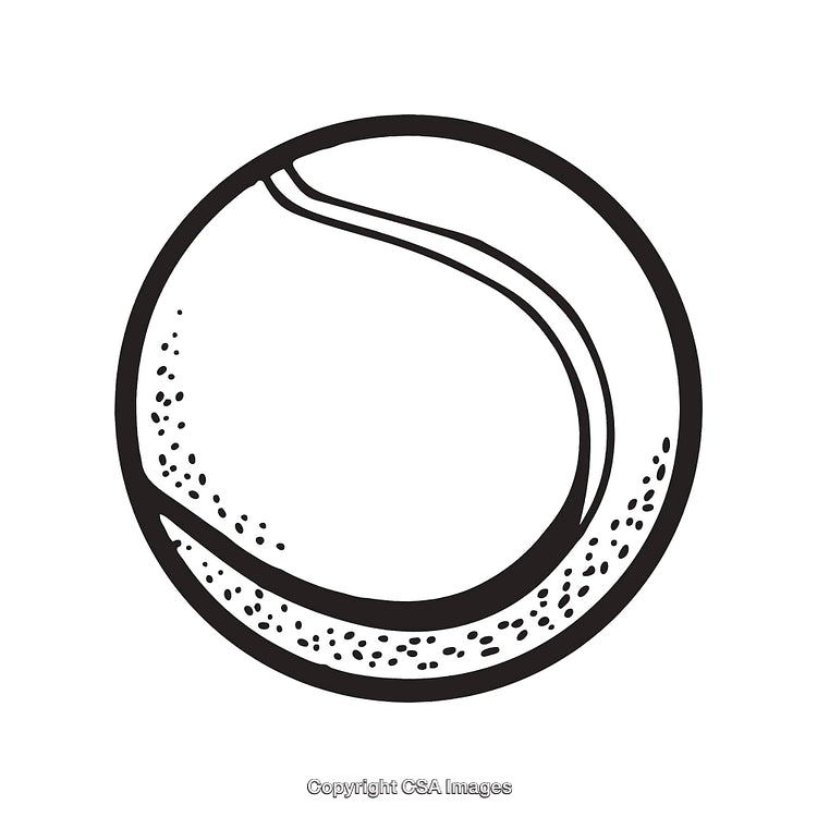 Black and White Line Art Illustration of a Tennis Ball