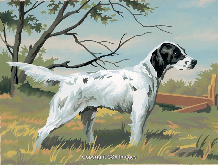 Stylized Painting of a Dog in a Nature Landscape Setting