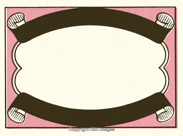 Retro Styled Empty Decorative Frame with Abstract Pink and Black Design