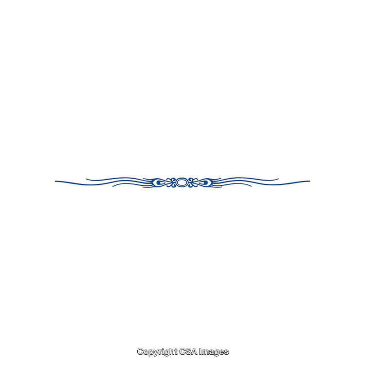 Blue Decorative Ornamental Border With Floral and Scrollwork Pattern