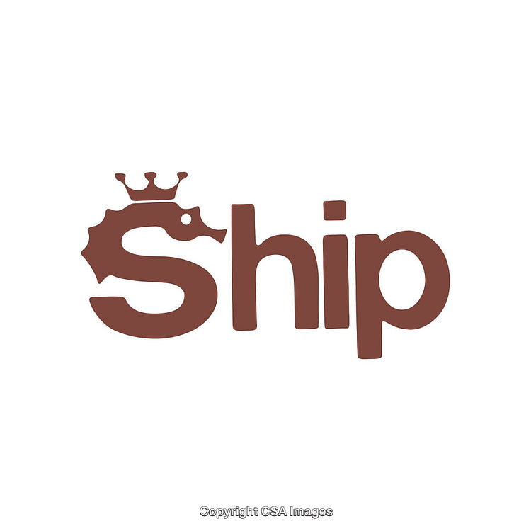 Brown Monochrome Seahorse Logo with Crown Symbol and Text Design