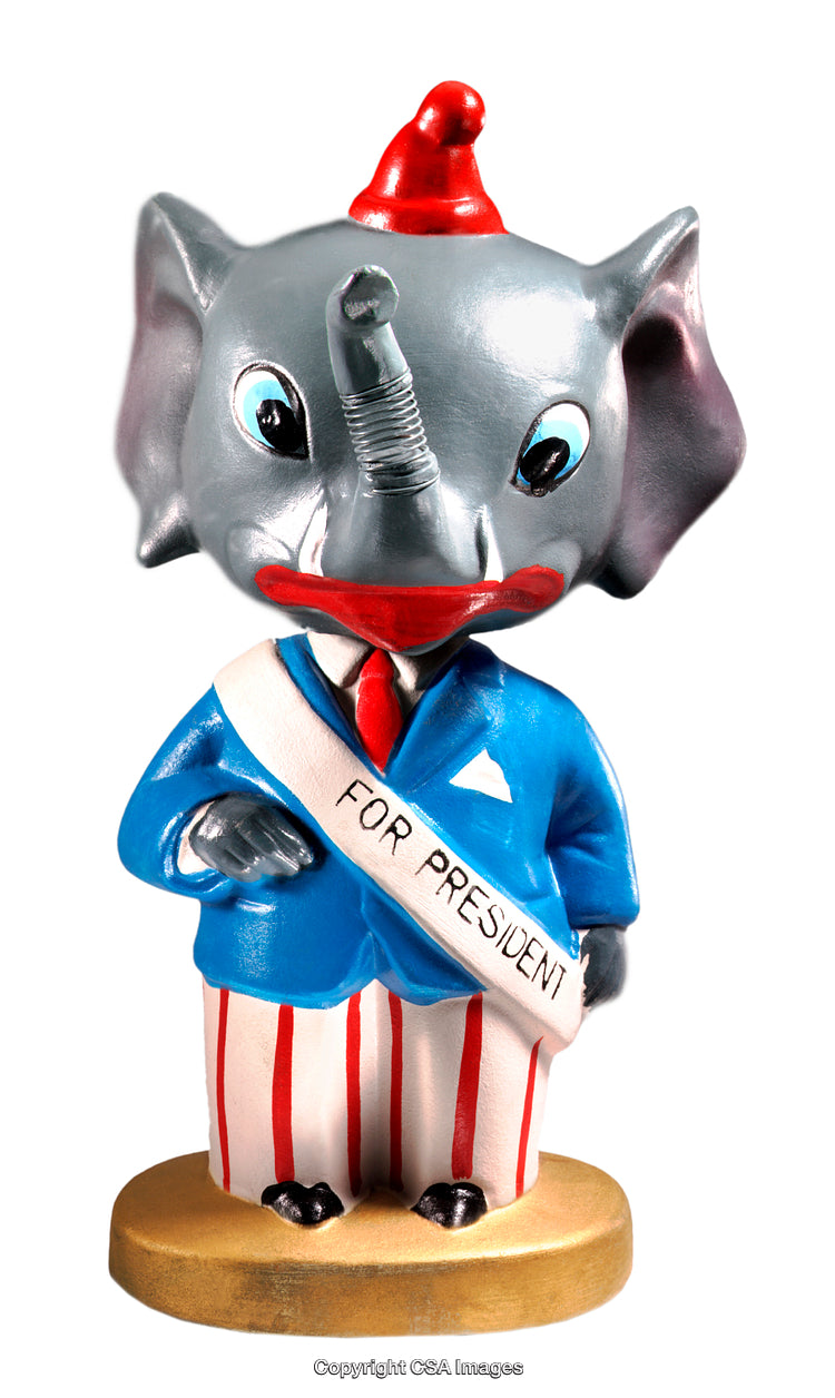 Toy Elephant Figure Wearing Patriotic Suit and Sash for President
