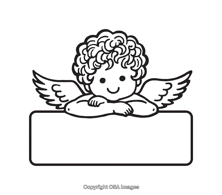 Adorable Black and White Angel Illustration With a Blank Space for Text