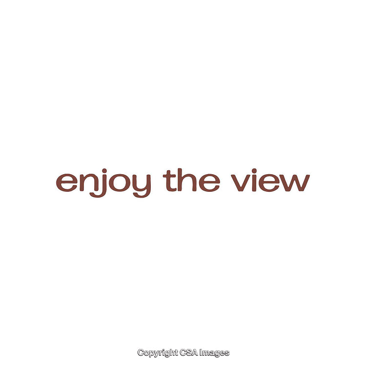 Inspirational Typography Art Featuring 'Enjoy the View' Message in Brown