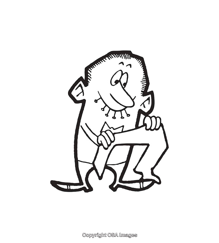 Monochrome Line Art of a Cartoon Character With Detailed Expressions
