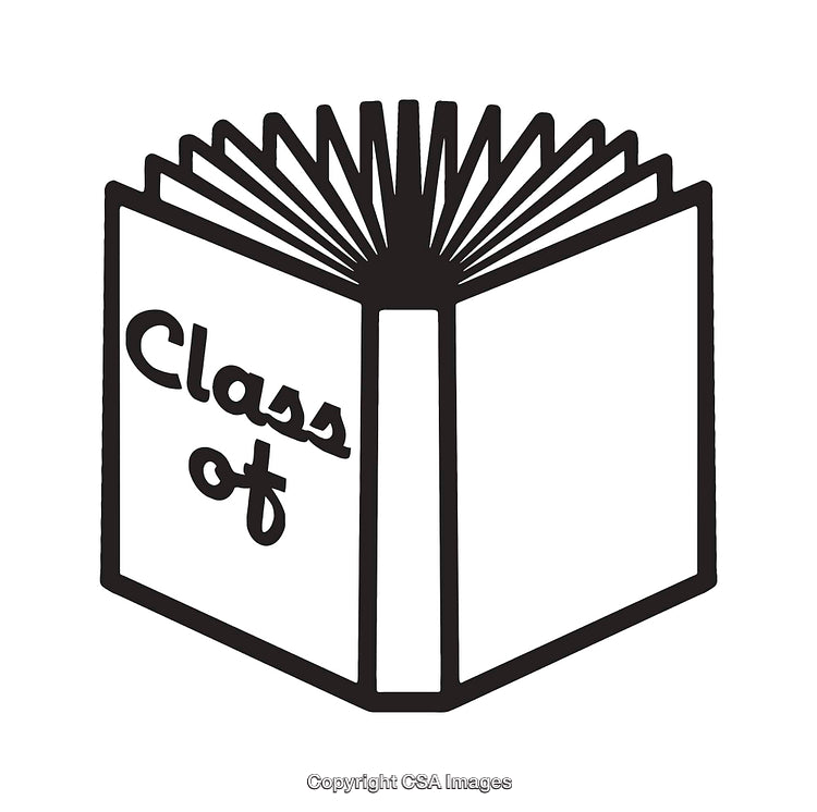 Black and White Line Art Illustration of an Open Book with Text