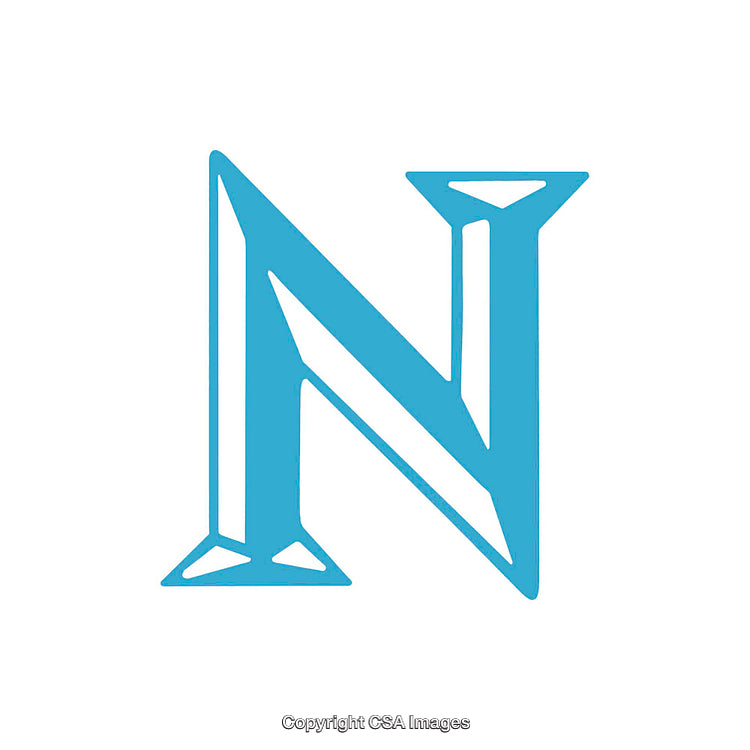 Blue Geometrical Letter N on a White Background