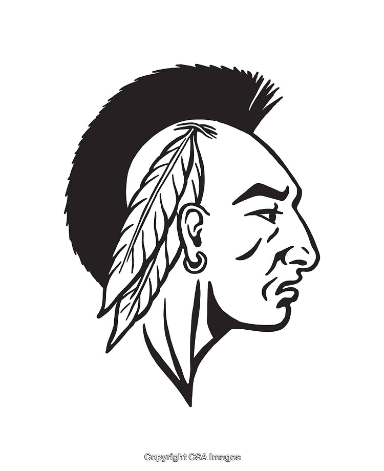 Black and White Line Art Illustration of Profile with Feathered Detail