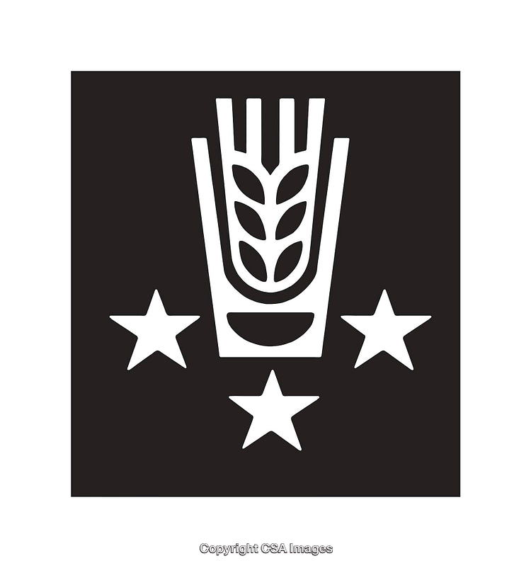 Minimalistic Black and White Line Art With Wheat and Stars Motif