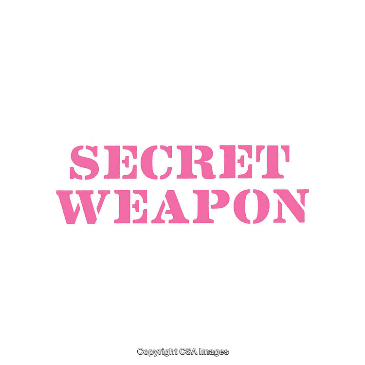 Bold Pink Text Design Stating 'Secret Weapon' on White Background