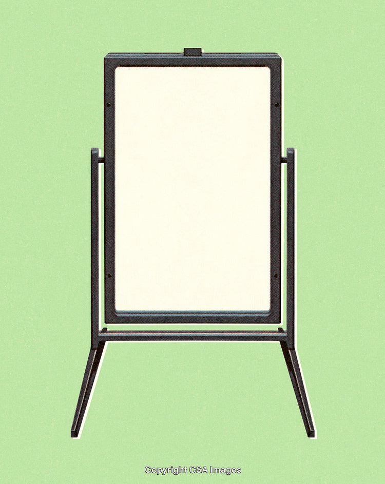 Blank Framed Signboard on Green Background, Ideal for Custom Designs or Advertisements