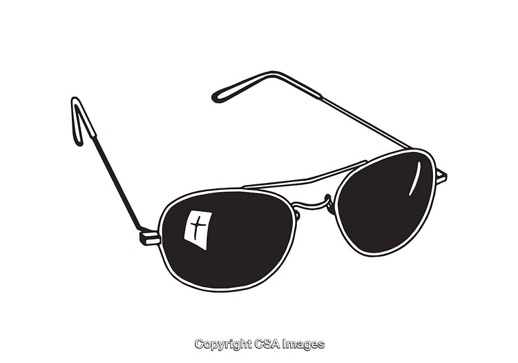 Black and White Line Art Illustration of Stylish Sunglasses