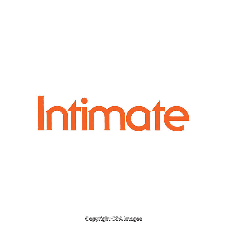 Minimalist Typography Featuring the Word Intimate in Bold Orange Text on White