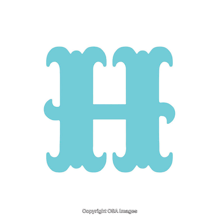 Fancy Turquoise Letter H With Stylish Serif Design on White