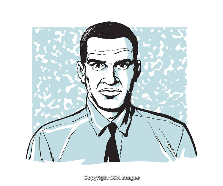 Illustrated Portrait of a Man Wearing a Shirt and Tie in Pop Art Style
