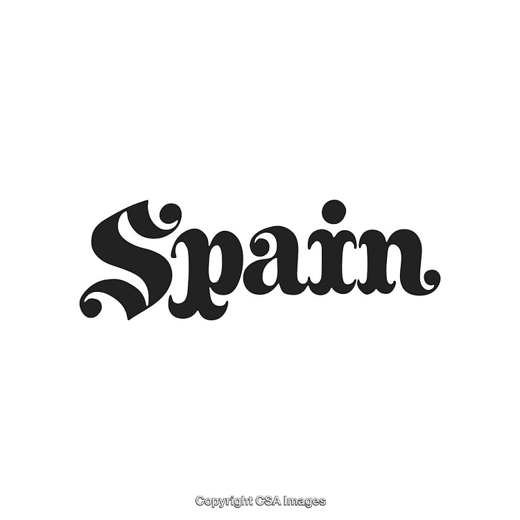 Stylish Retro Font Featuring the Word Spain in Black on White