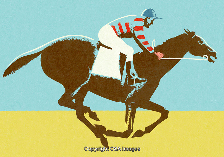 Stylized Illustration of a Racing Horse With Jockey in Motion