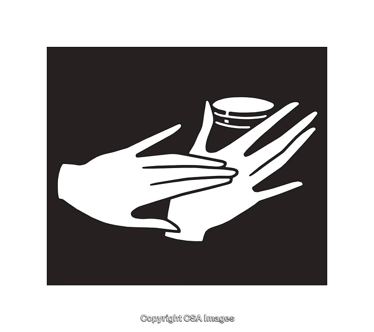 Monochrome Illustration of Hands Applying Skincare Cream for Hand Care