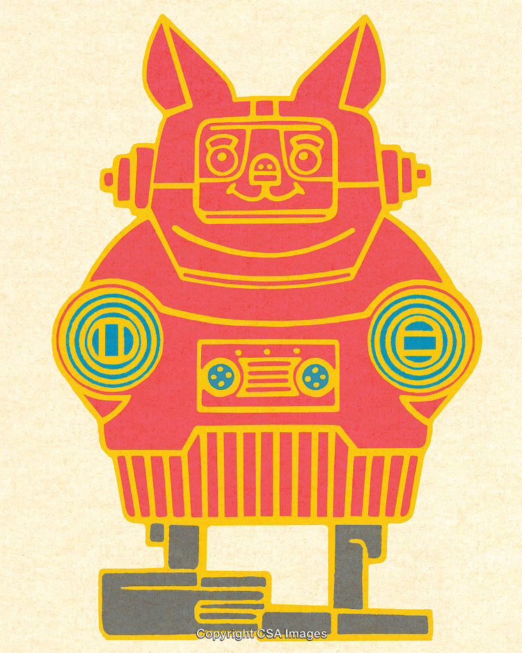Colorful Geometric Robot Illustration With Playful Animal Features