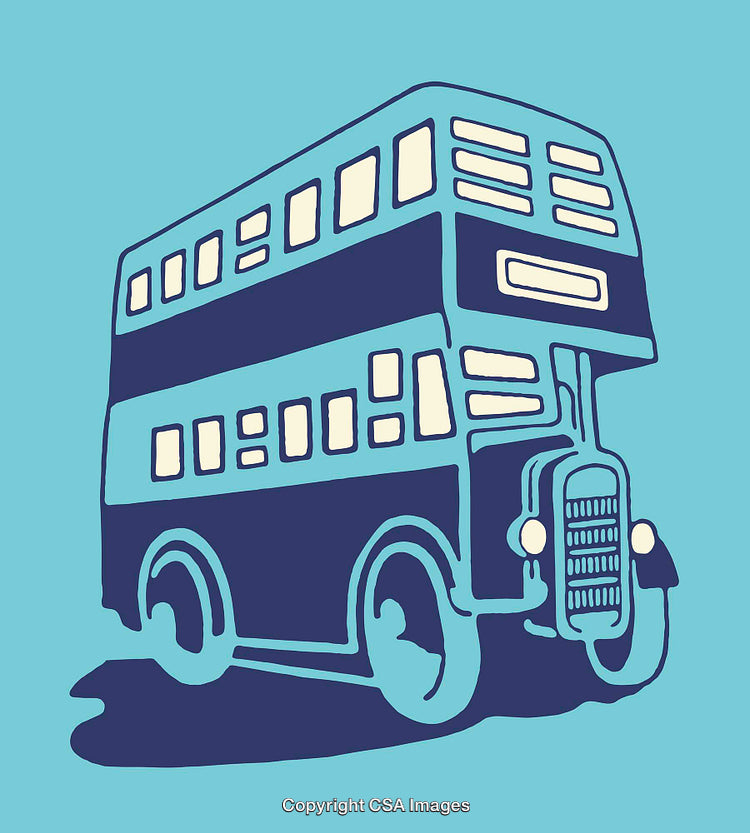 Colorful Line Art Illustration of a Double-Decker Bus Design
