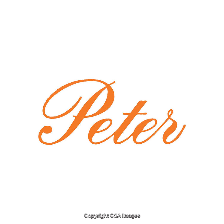 Elegant Orange Lettering on a White Background Emphasizing the Name Peter