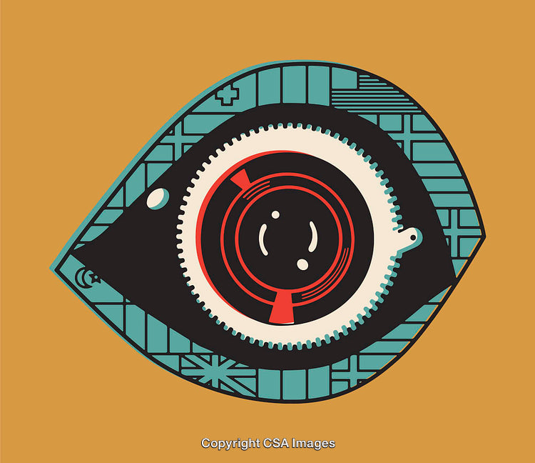 Eye-Inspired Symbolic Illustration Featuring Geometric Motifs and Stylized Art