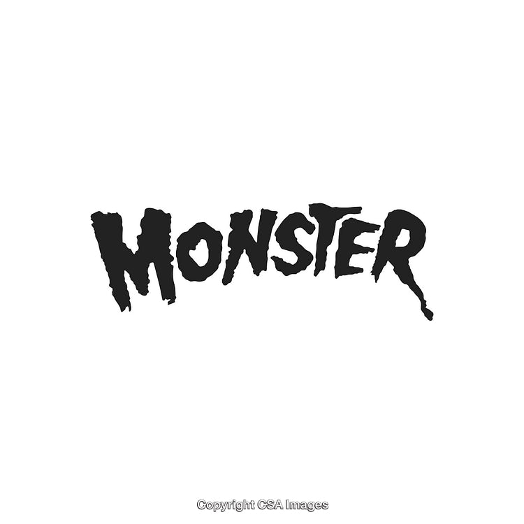 Bold Black Monster Text Logo on a White Background