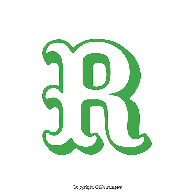 Decorative Green Letter R with Unique and Ornate Style