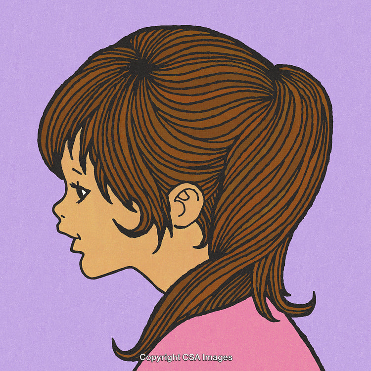 Illustration of a Girl in Profile View with a Ponytail