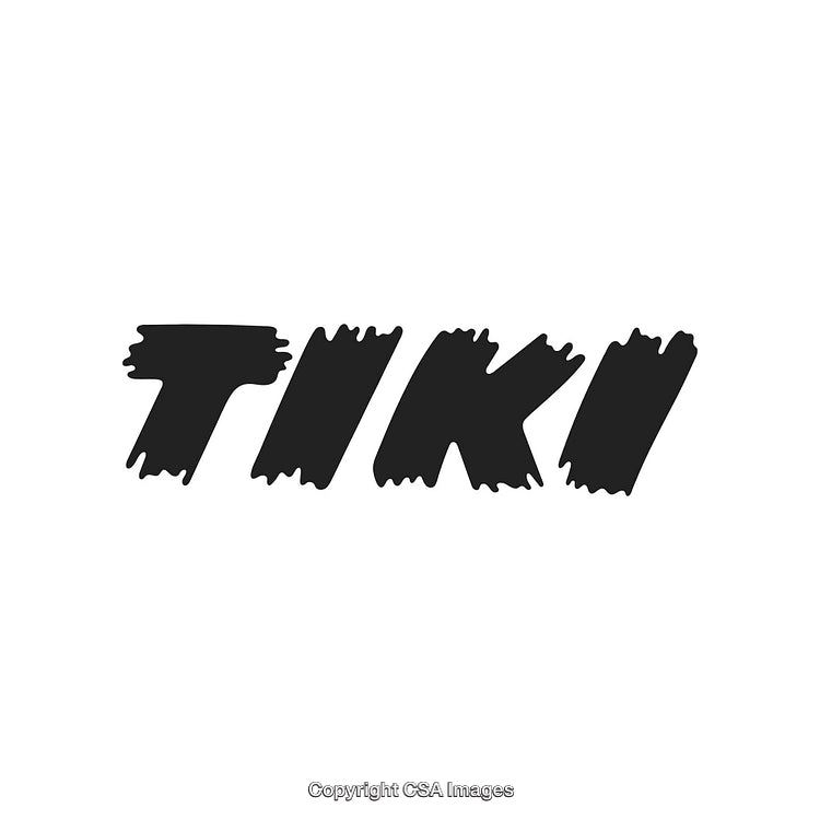 Tiki Style Black Text Logo Design on White Background
