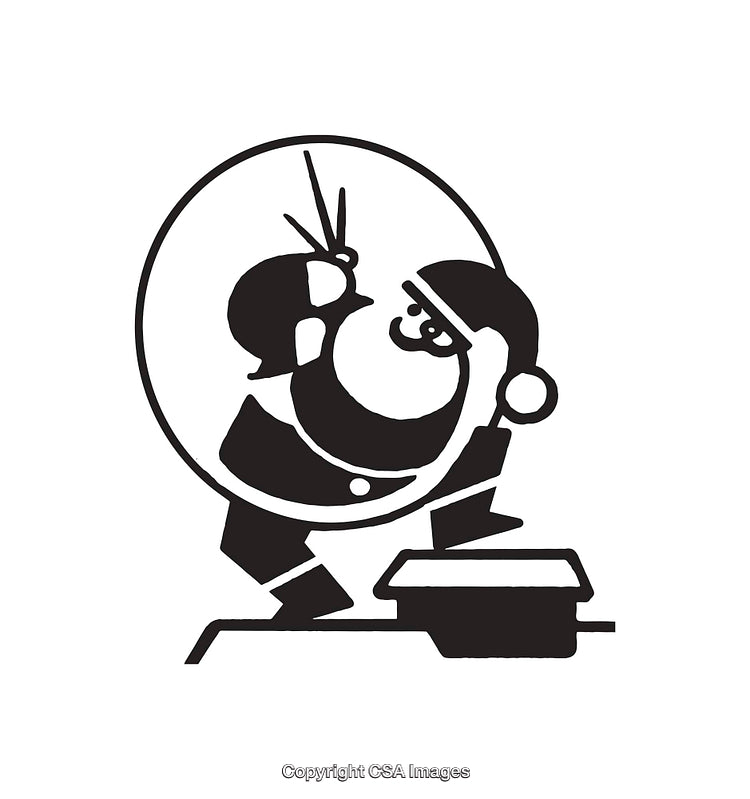 Black and White Santa Claus Checking Naughty or Nice List Illustration