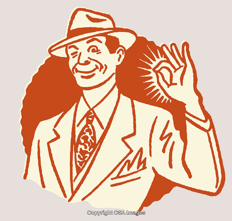 Retro Style Illustration of Man Making an OK Hand Gesture