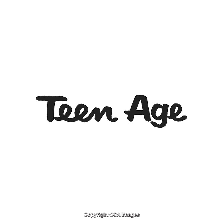 Handwritten Name Teen Age in Black on White Background Typography Illustration