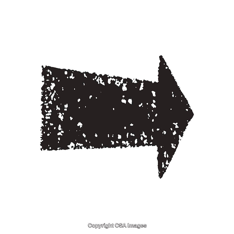Textured Black Arrow Symbol with Retro and Grunge Design Aesthetic
