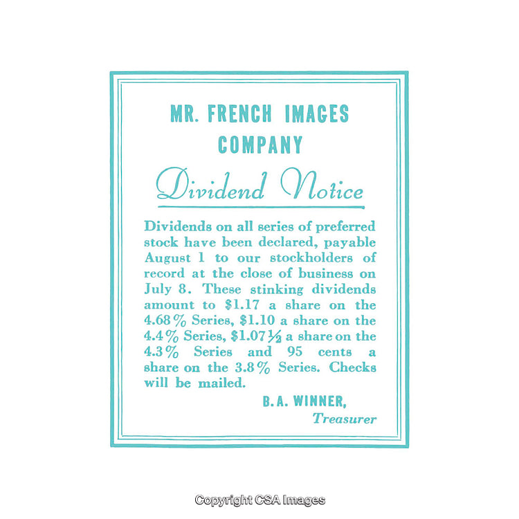 Vintage Stock Dividend Notice with Business Financial Details
