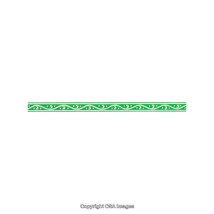Horizontal Decorative Green And White Border with Elegant Patterns and Ornamentation