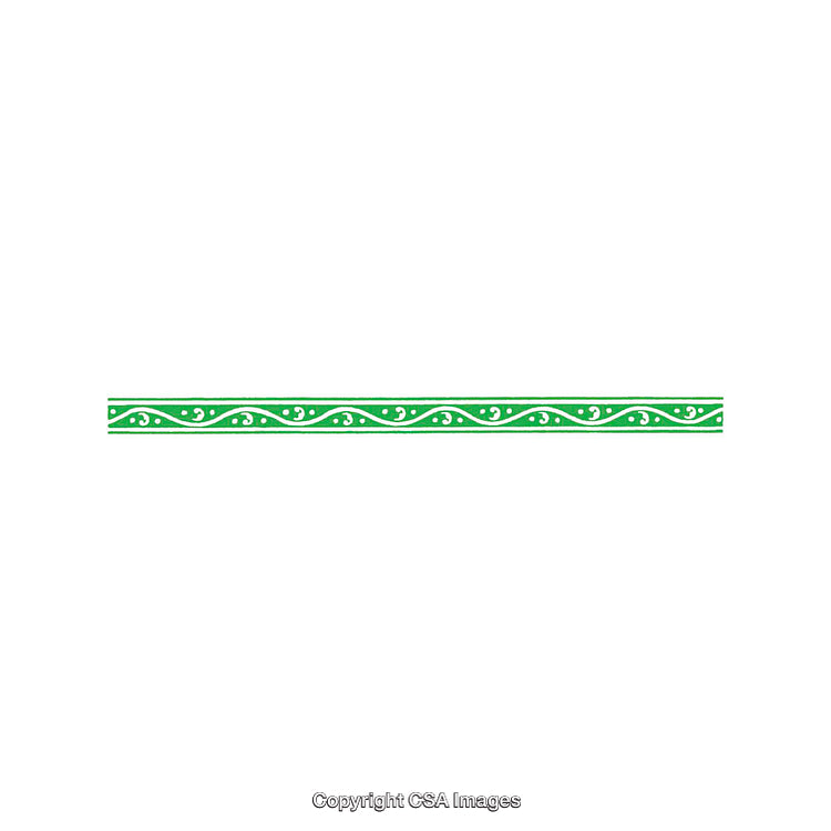 Horizontal Decorative Green And White Border with Elegant Patterns and Ornamentation