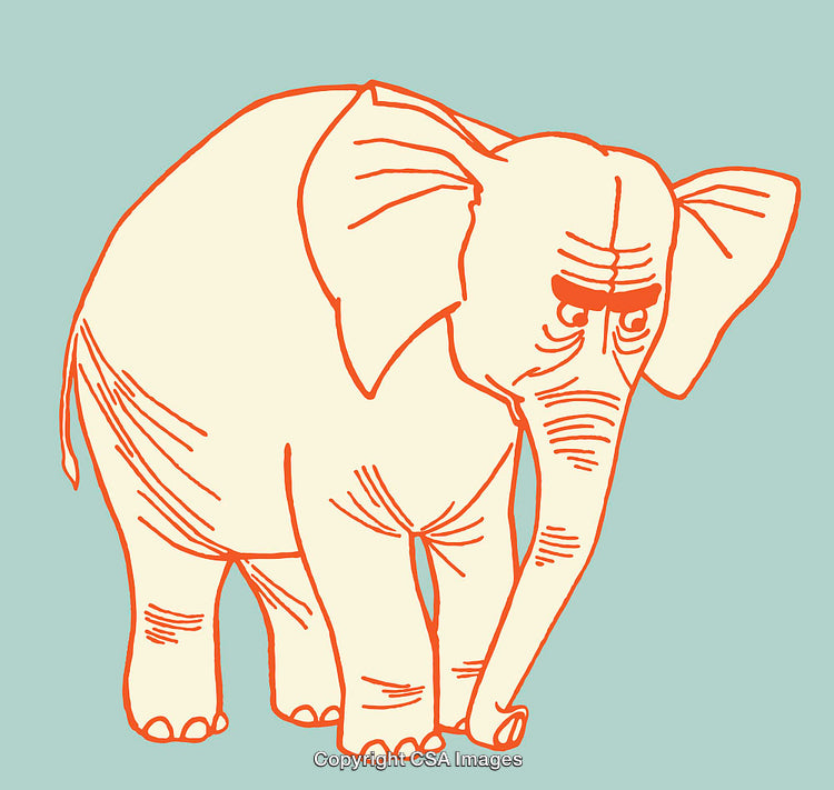 Playful Hand-Drawn Elephant Illustration in Vibrant Line Art Style